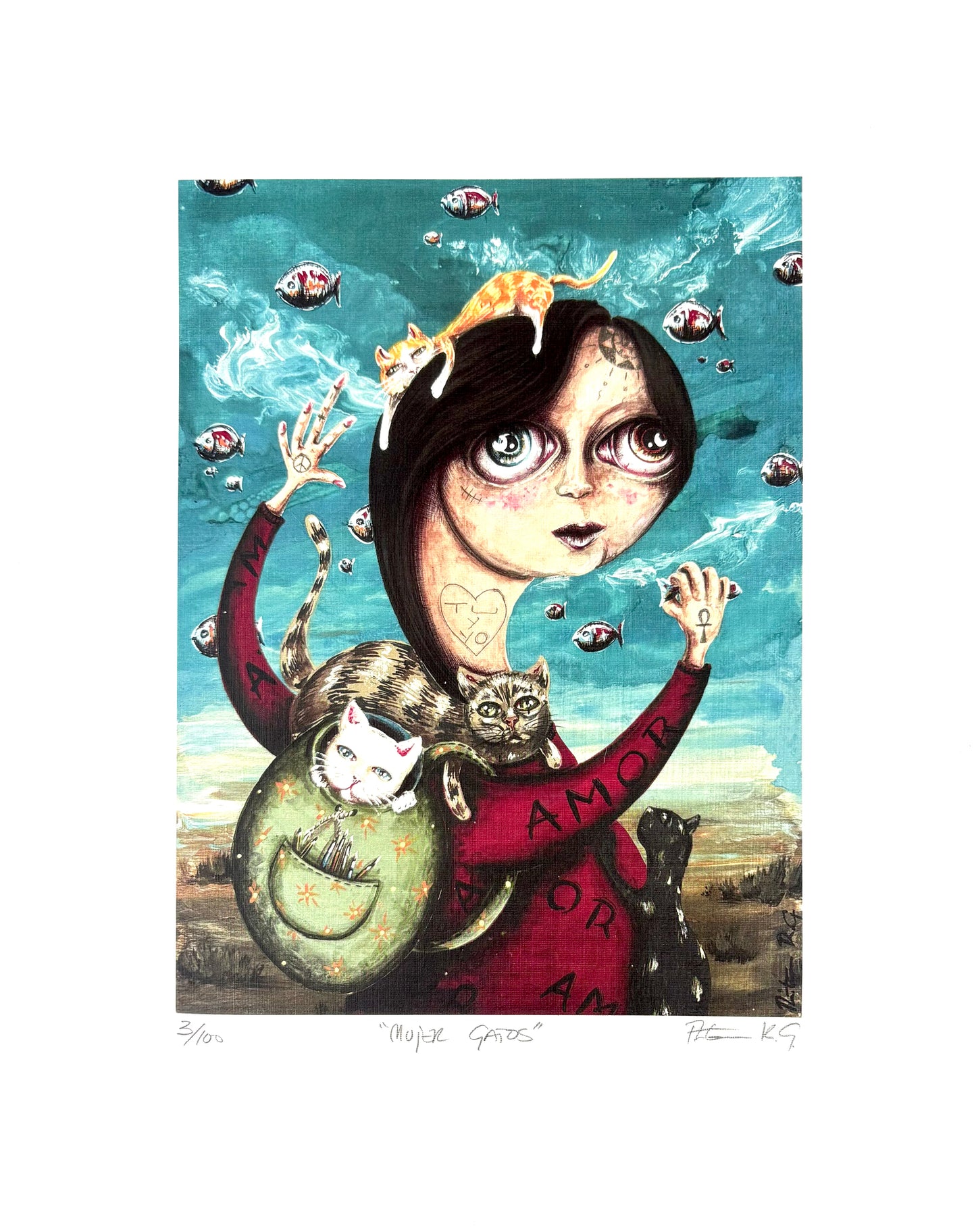 Agua Viva - ART PRINT 11"X14" / MUJER GATOS