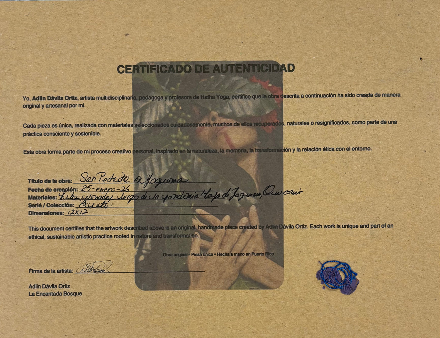 Adlin Dávila Ortiz - OBRA ORIGINAL "SAN PEDRITO EN YAGRUMA"