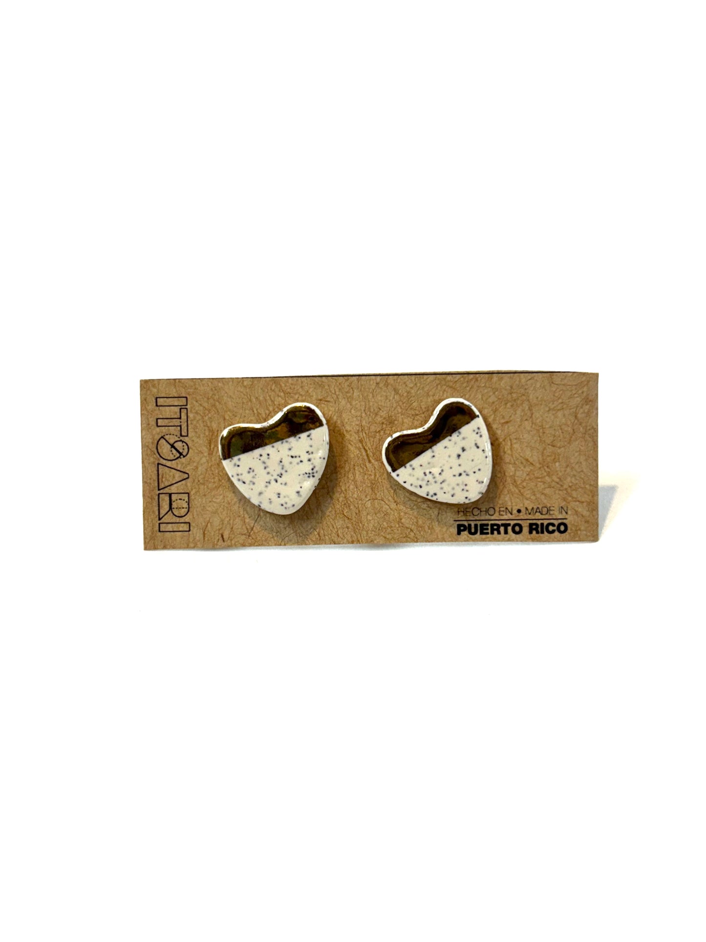 Itsari - STUDS 22K CORAZÓN / BLANCO DOTS BLK