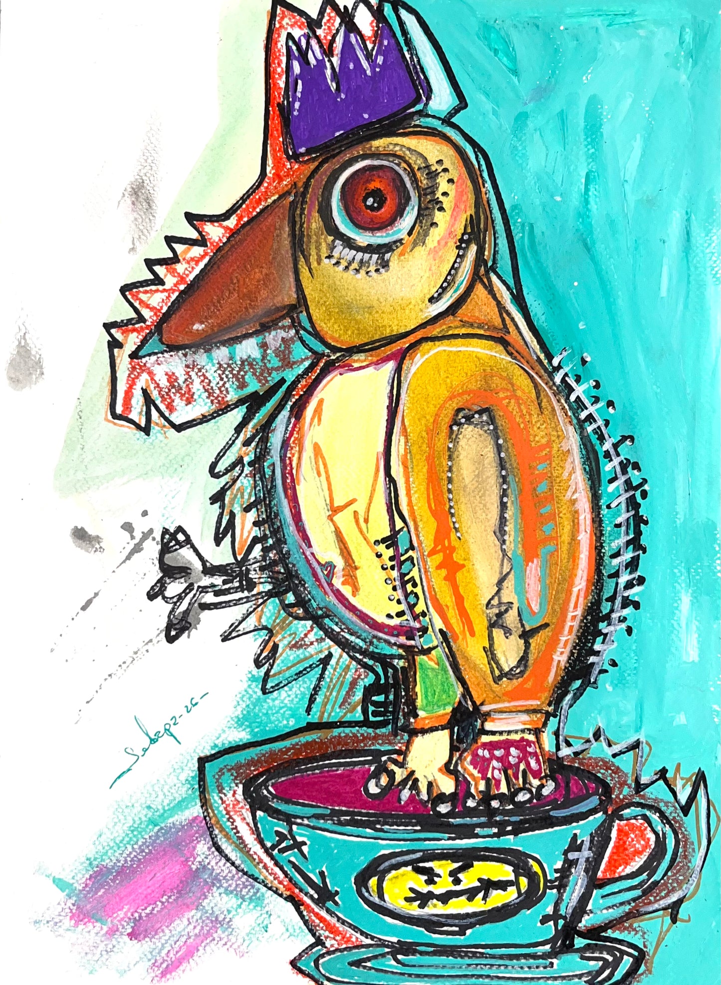 Sergio Dávila Parada - OBRA ORIGINAL "PAJARO CAFETERO"
