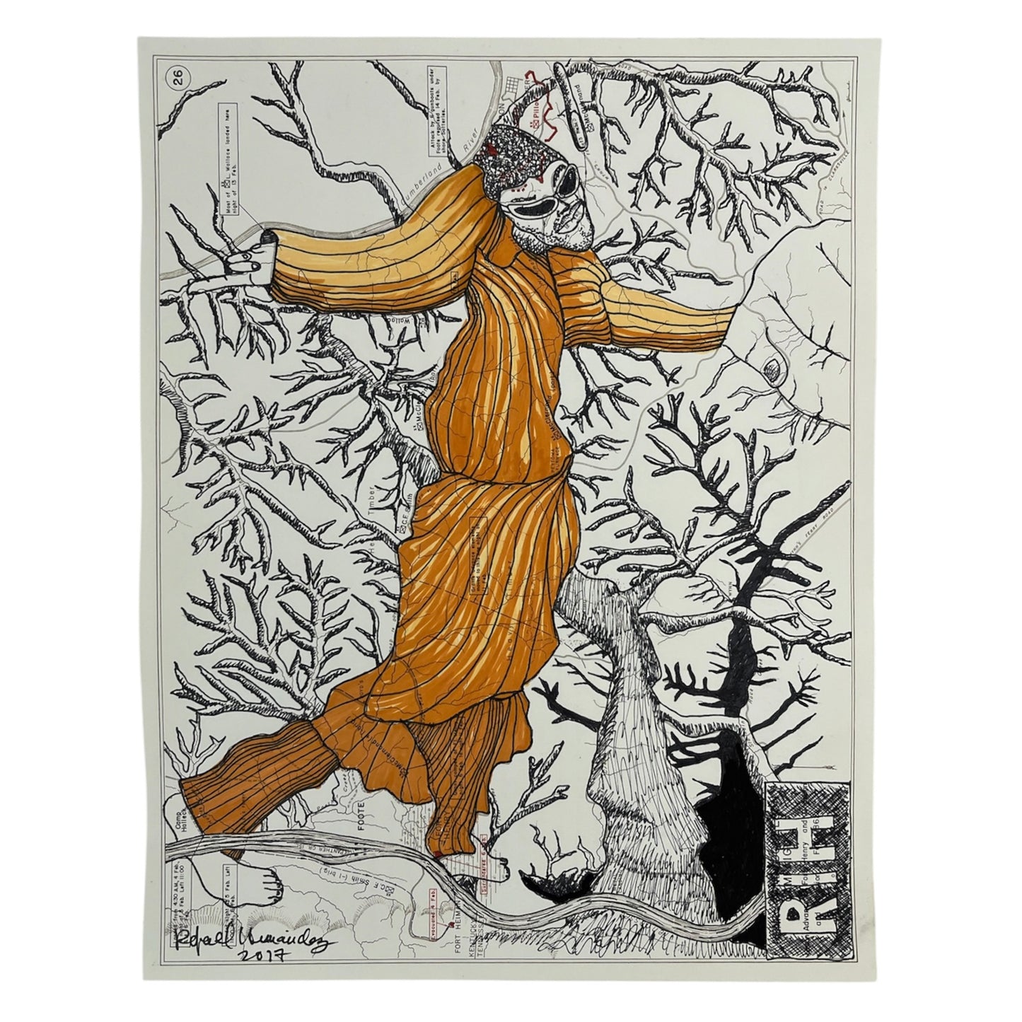 Rafael Hernández - SERIE MAPAS - DIBUJO "FUNKY MONK FROM THE PARK"