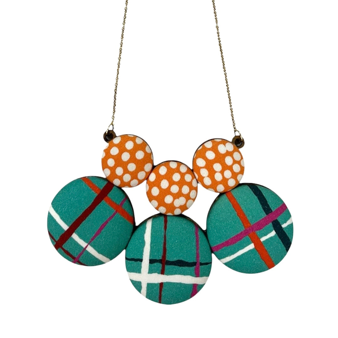 Botón de Azúcar- COLLAR * 6 BOTONES TEAL CORAL DOTS