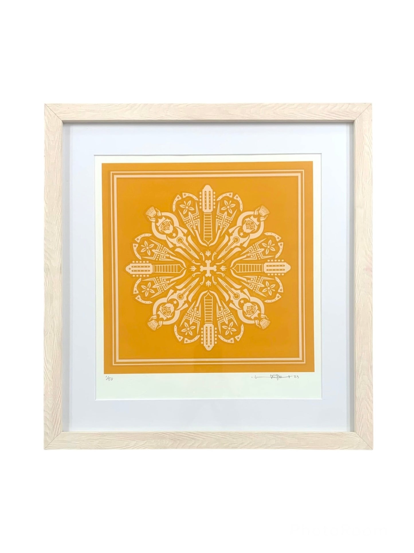 La Serigráfica - “LOS REYES MANDALA” NARANJA - Obra Original Enmarcada