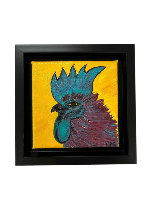 Ady Tutt - OBRA ORIGINAL / GALLO TURQUESA AMARILLO