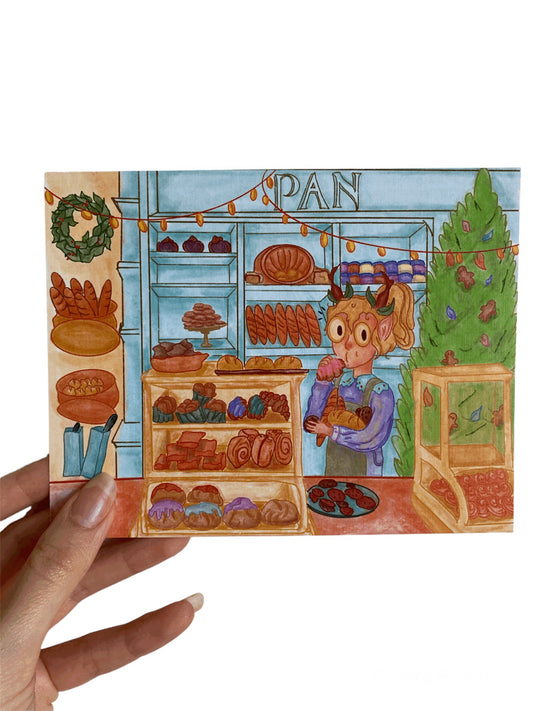 Puffed Persimmons Studio - ART PRINT 'Pan' Holiday Postcard
