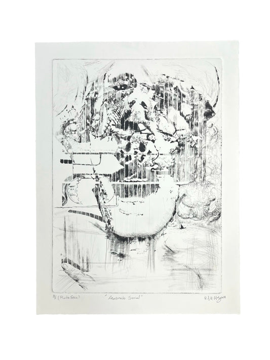 Rafael Hernández - OBRA ORIGINAL ENMARCADO "ASESINATO SOCIAL"