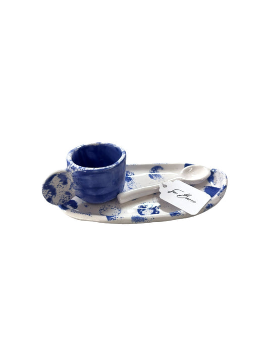 Leila G. Negrón Cintrón - SET TAZA DE PORCELANA AZUL