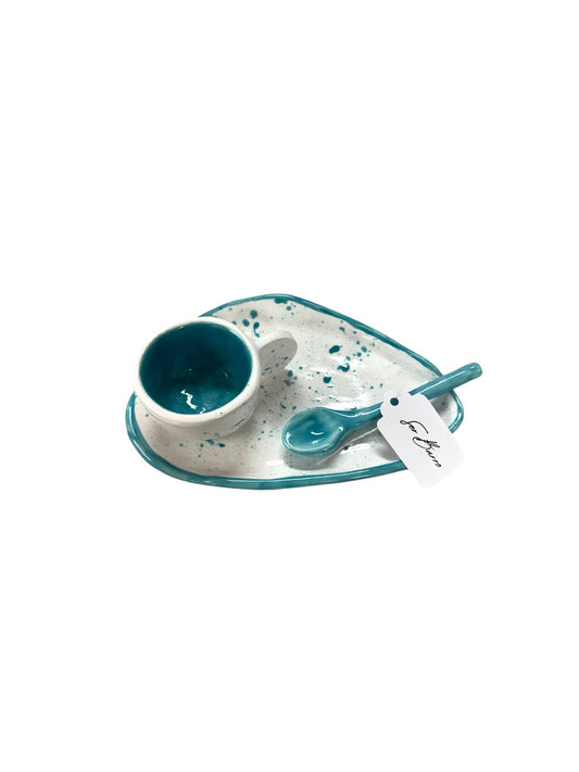 Leila G. Negrón Cintrón - SET TAZA DE PORCELANA TURQUESA