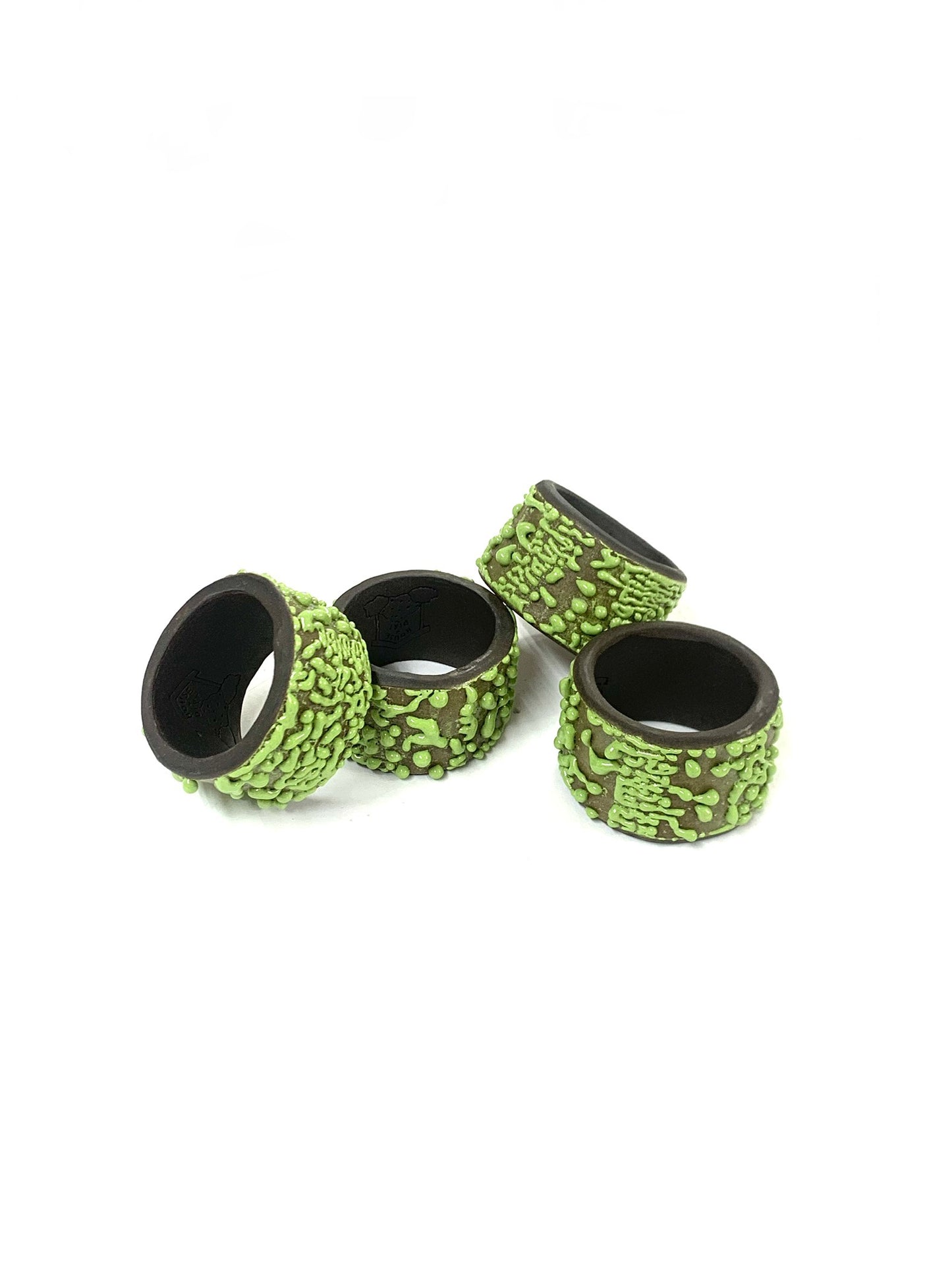 House of Dirt - NAPKIN RINGS "GREEN GLOOB/DARK BROWN"