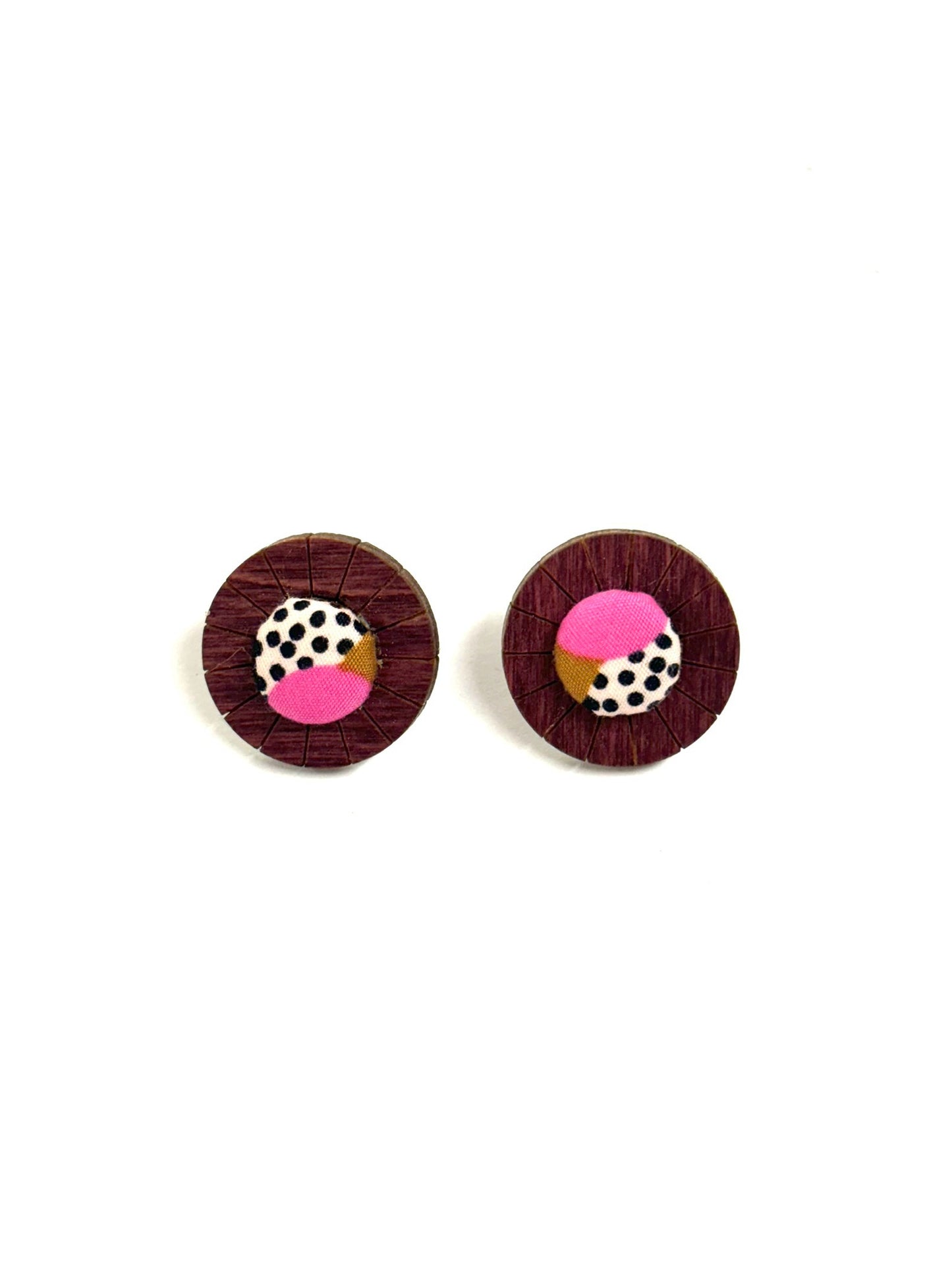 Botón de Azúcar - CICLO STUDS / ROSA CON PUNTOS NEGROS