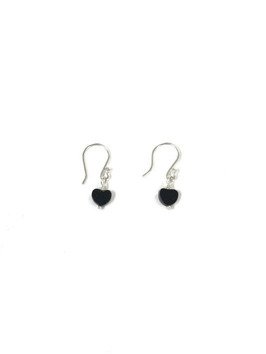 Maribelle Campa - ARETES DANGLES / PLATA + CORAZONES ONYX