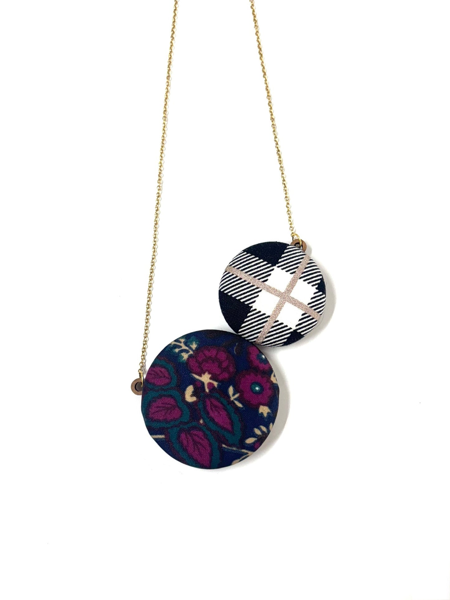 Botón de Azúcar- COLLAR GRANDE / 2 BOTONES CUADROD Y FLORES