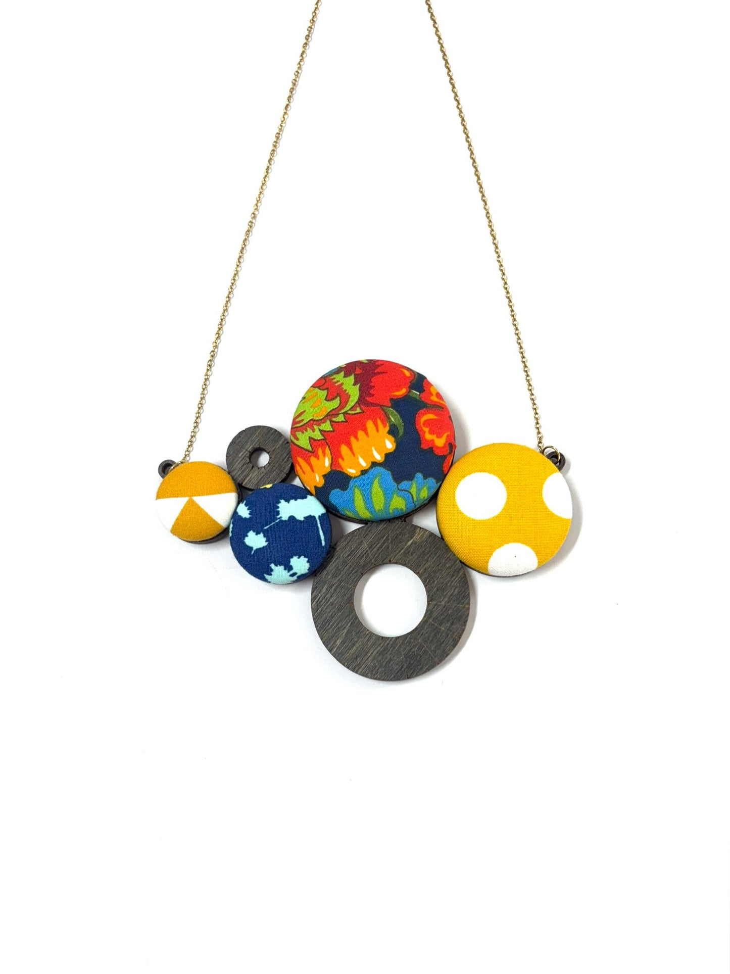 Botón de Azúcar- COLLAR GRANDE / 4 BOTONES ROJO ANARANJADO