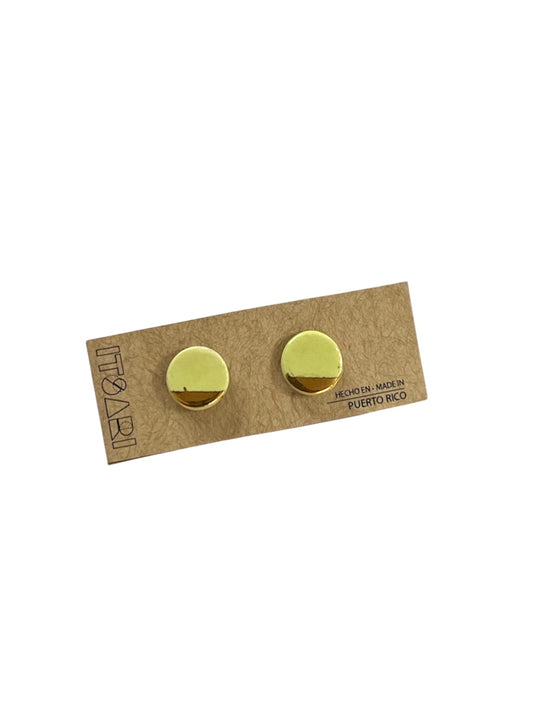 Itsari - STUDS 22K CIRCULO / VERDE LIMA