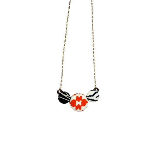 Botón de Azúcar - COLLAR DOBLE MINI / ANARANJADO NEGRO
