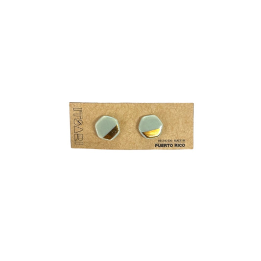 Itsari - STUDS 22K OCTAGONO / SAGE