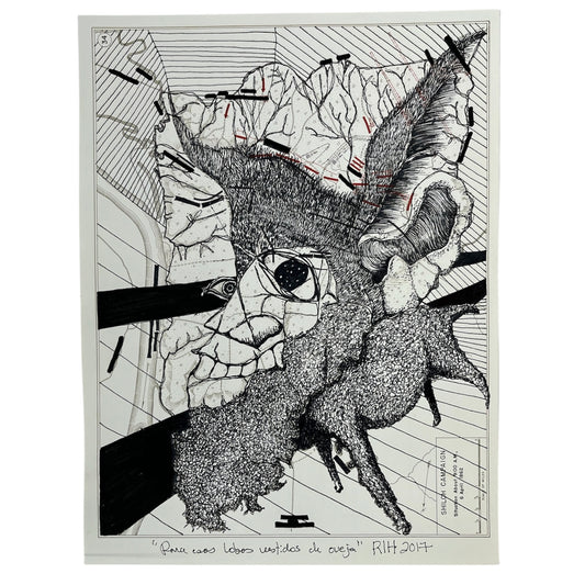Rafael Hernández - SERIE MAPAS - DIBUJO "PARA ESOS LOBOS VESTIDOS DE OBEJA"