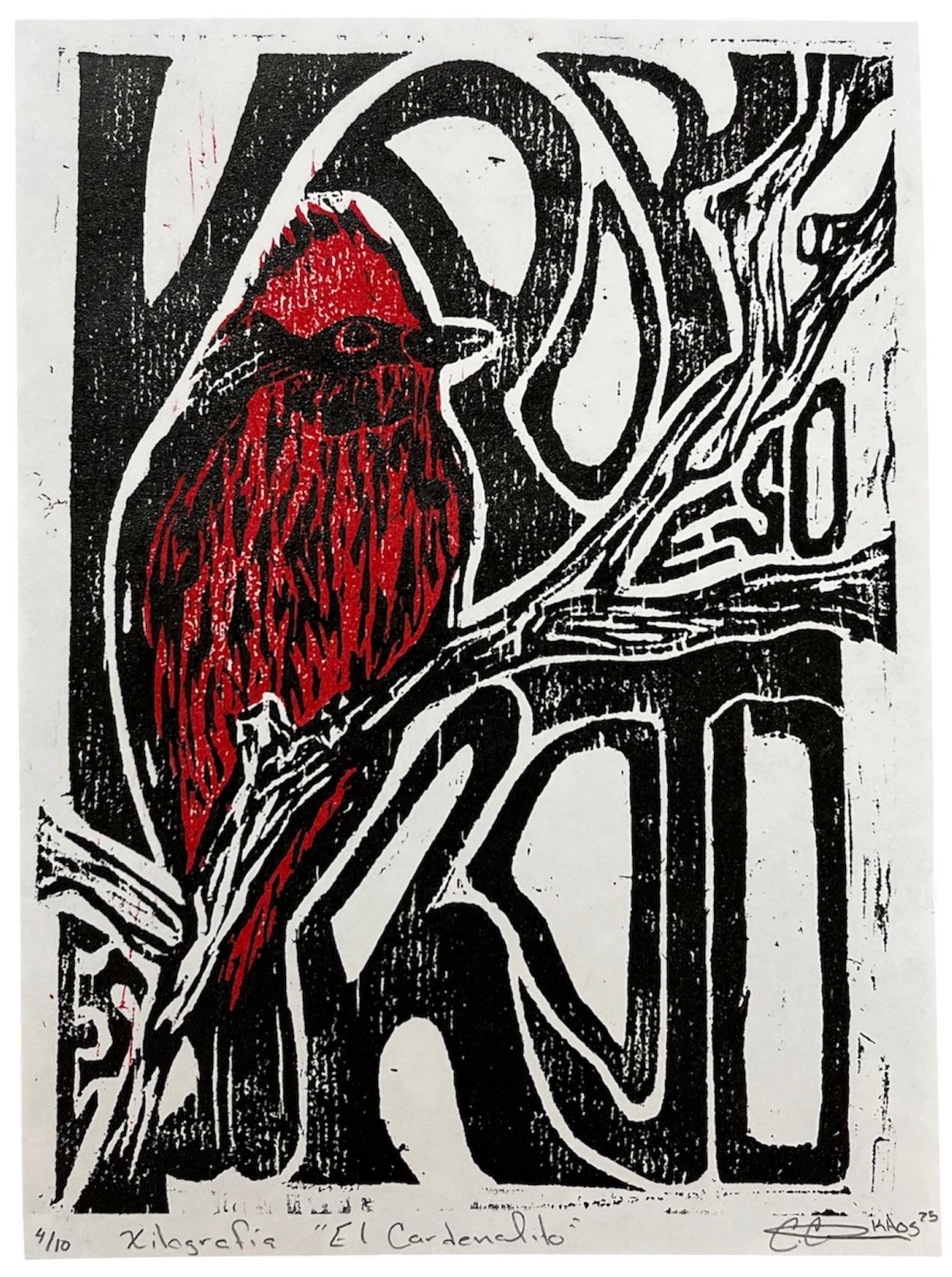 Kaos - OBRA ORIGINAL / XILOGRAFÍA "CARDENALITO"