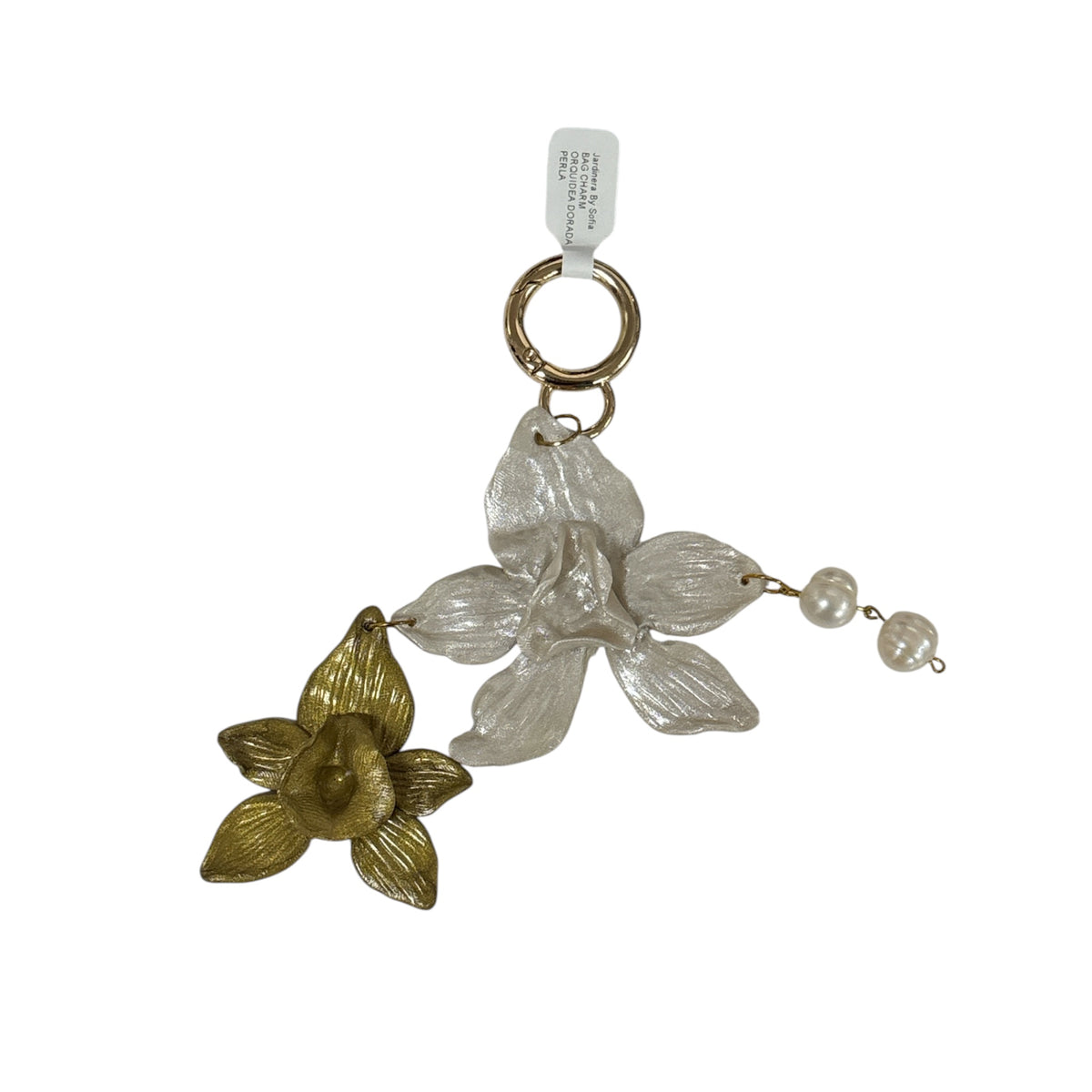 Jardinera By Sofía - BAG CHARM ORQUIDEA DORADA PERLA
