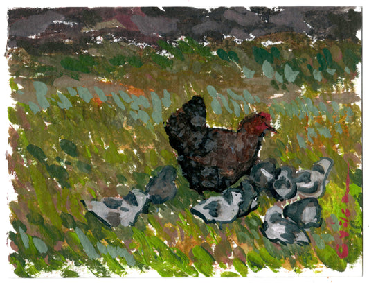 Gerardo Vélez - GOUACHE "LINDA MAESTRA" / GALLINA
