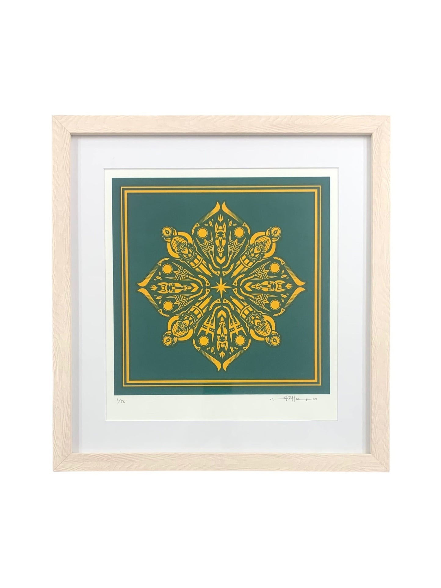 La Serigráfica - “LOS REYES MANDALAS” VERDE - Obra Original Enmarcada